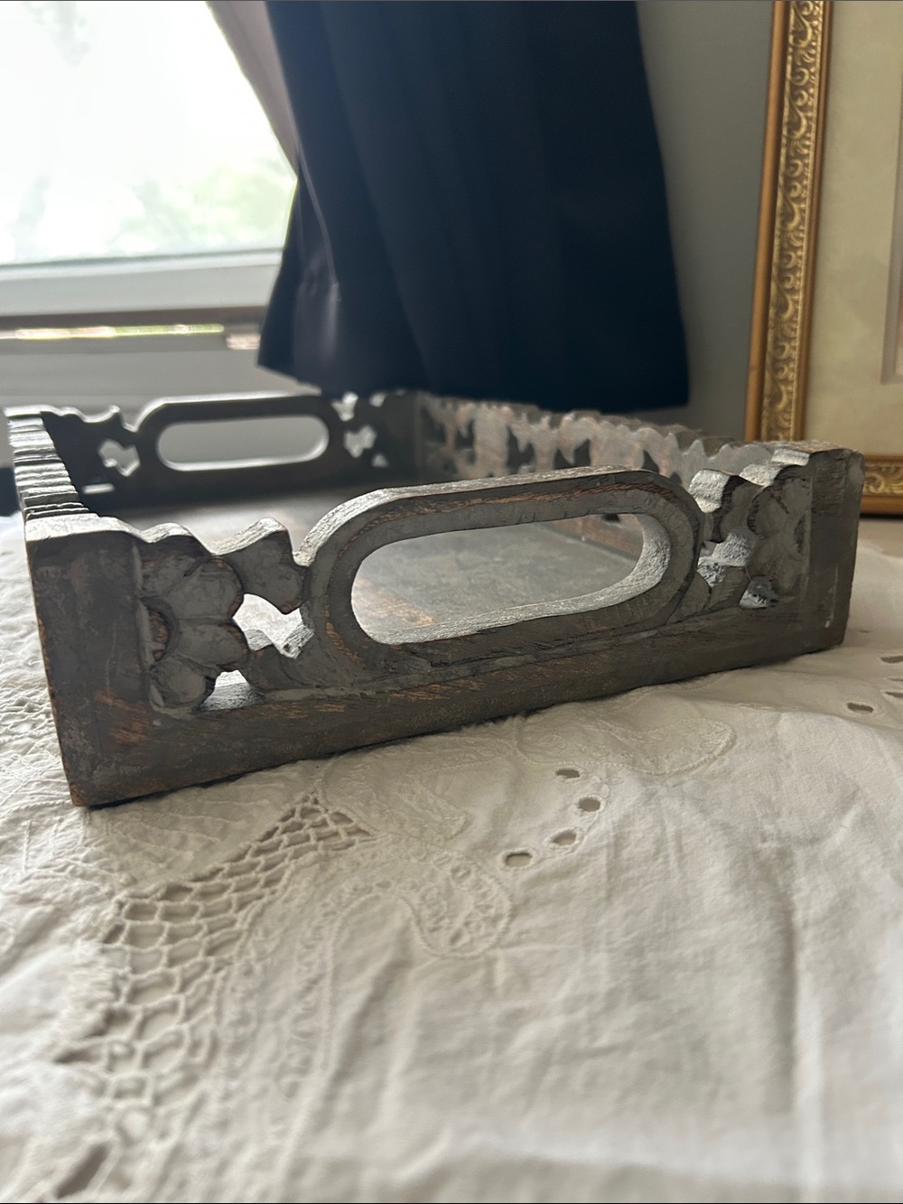 Rustic Gray Wooden Decorative Tray - Picture 2 of 8